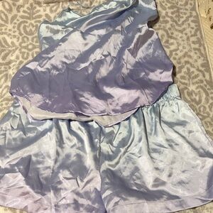 Victoria's Secret Satin Pajama Set in Purple and Light Blue